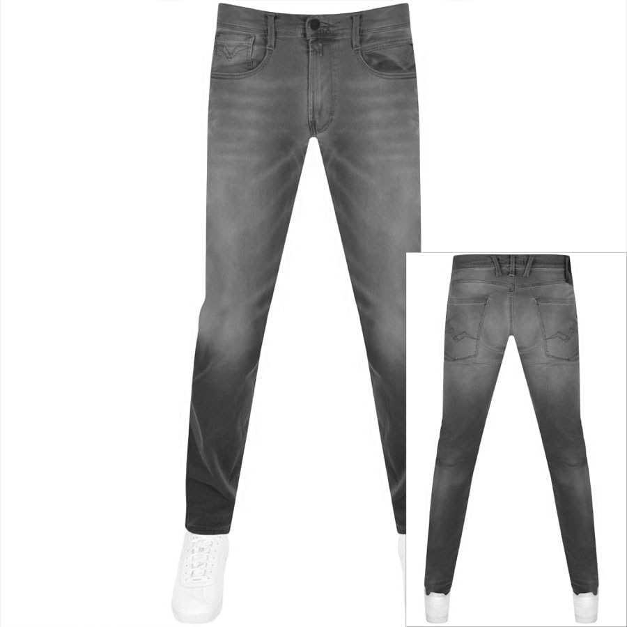 Image number 1 for Replay Anbass Hyperflex Light Wash Jeans Grey