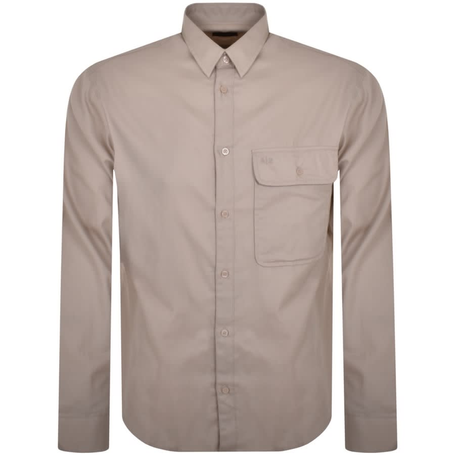Image number 1 for Armani Exchange Long Sleeved Loose Shirt Beige