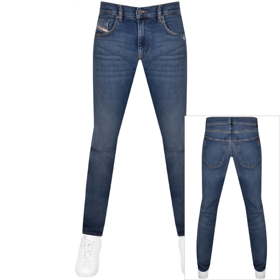 Image number 1 for Diesel D Strukt Slim Fit Jeans Mid Wash Blue