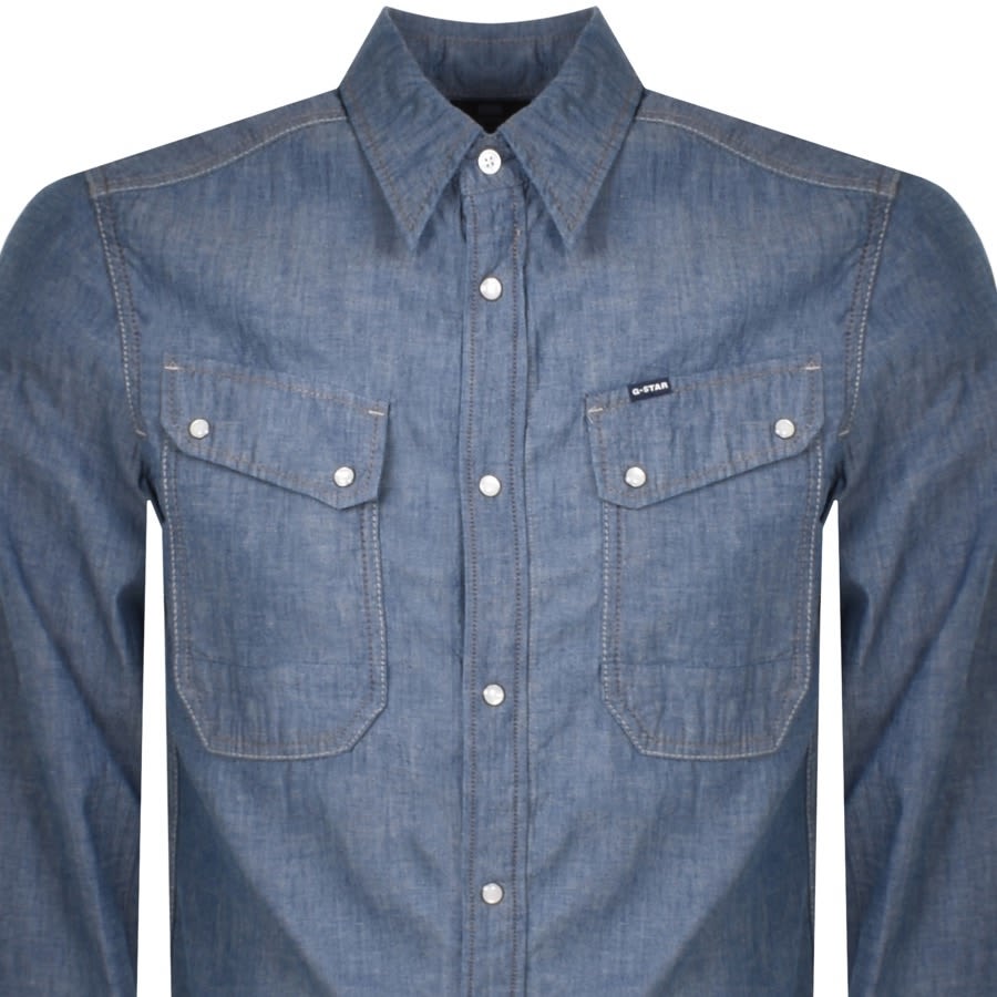 Image number 2 for G Star Raw Worker Slim Long Sleeve Shirt Blue