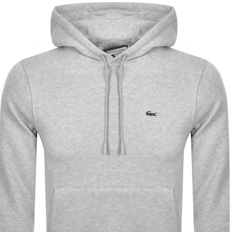 Image number 2 for Lacoste Logo Pullover Hoodie Grey