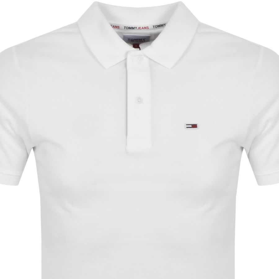 Image number 2 for Tommy Jeans Slim Fit Placket Polo T Shirt White