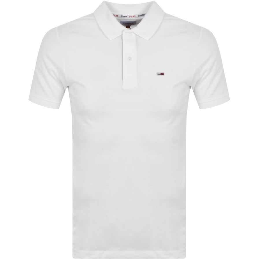 Image number 1 for Tommy Jeans Slim Fit Placket Polo T Shirt White
