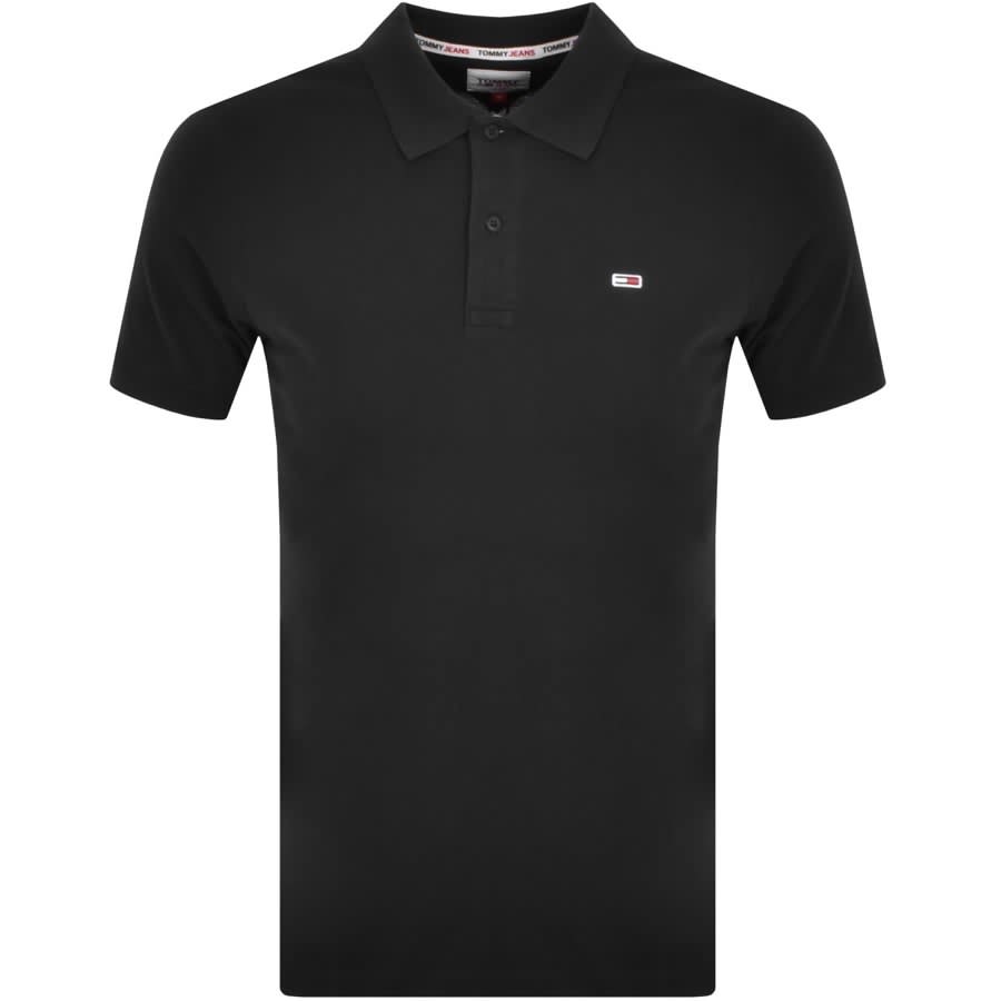 Image number 1 for Tommy Jeans Slim Fit Placket Polo T Shirt Black