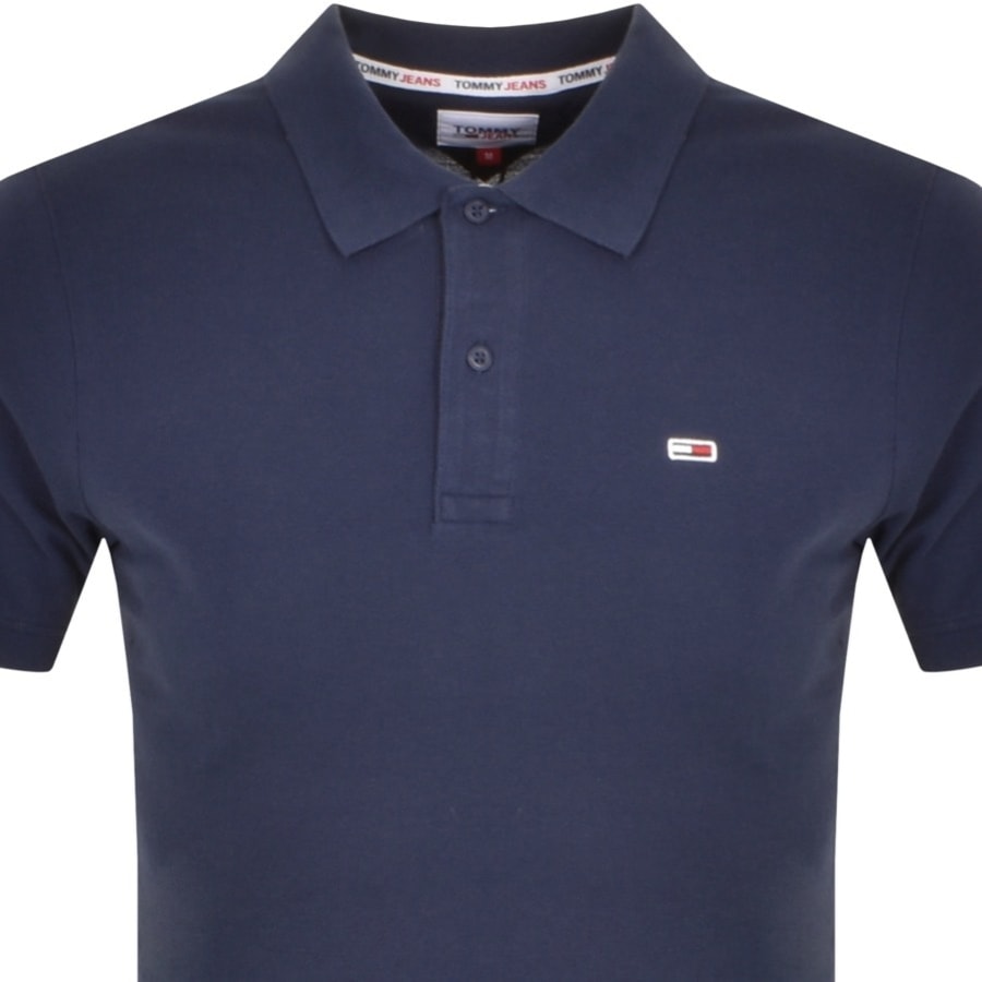 Image number 2 for Tommy Jeans Slim Fit Placket Polo T Shirt Navy