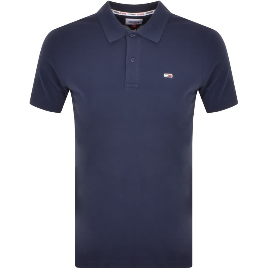 Image number 1 for Tommy Jeans Slim Fit Placket Polo T Shirt Navy