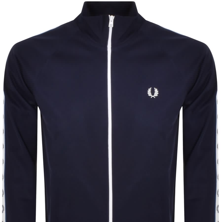 Image number 2 for Fred Perry Taped Track Top Jacket Navy