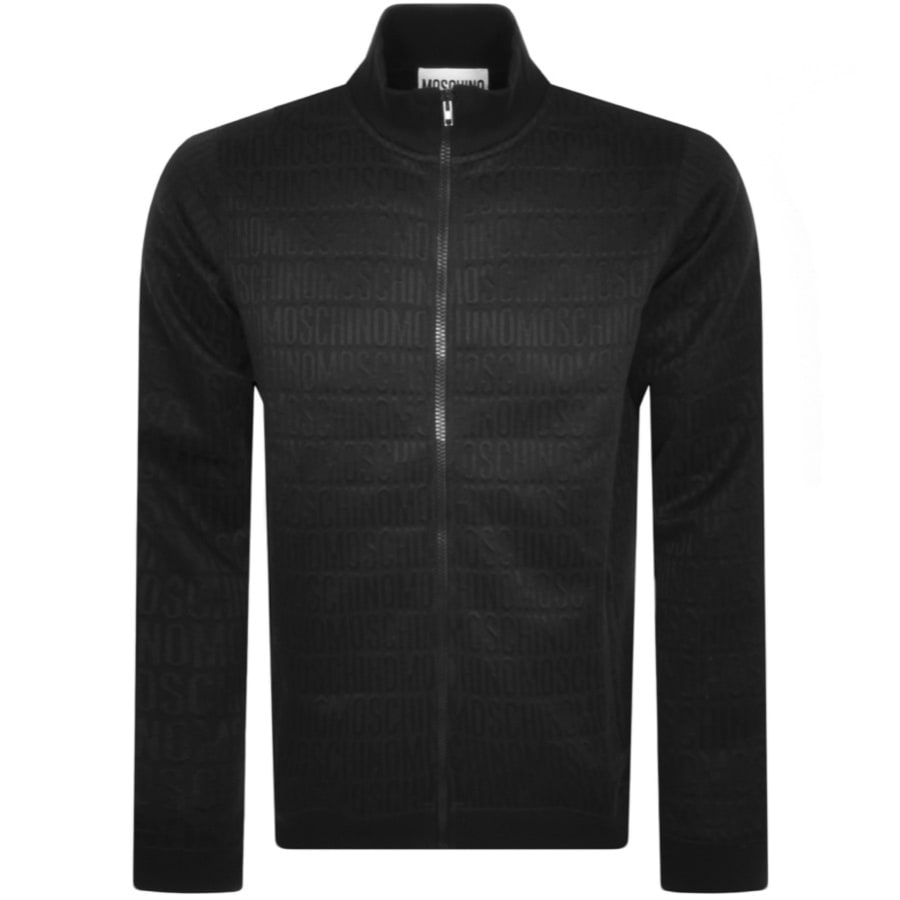Image number 1 for Moschino Repeat Logo Full Zip Sweatshirt Black