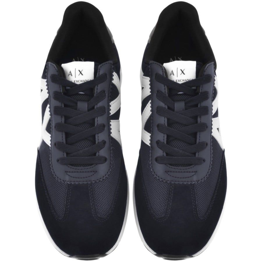 Image number 3 for Armani Exchange Logo Trainers Navy