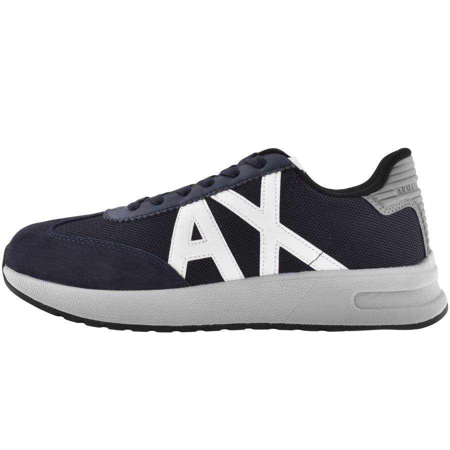 Image number 1 for Armani Exchange Logo Trainers Navy
