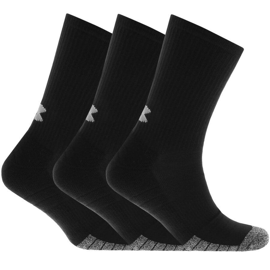 Image number 1 for Under Armour Three Pack HeatGear Crew Socks Black