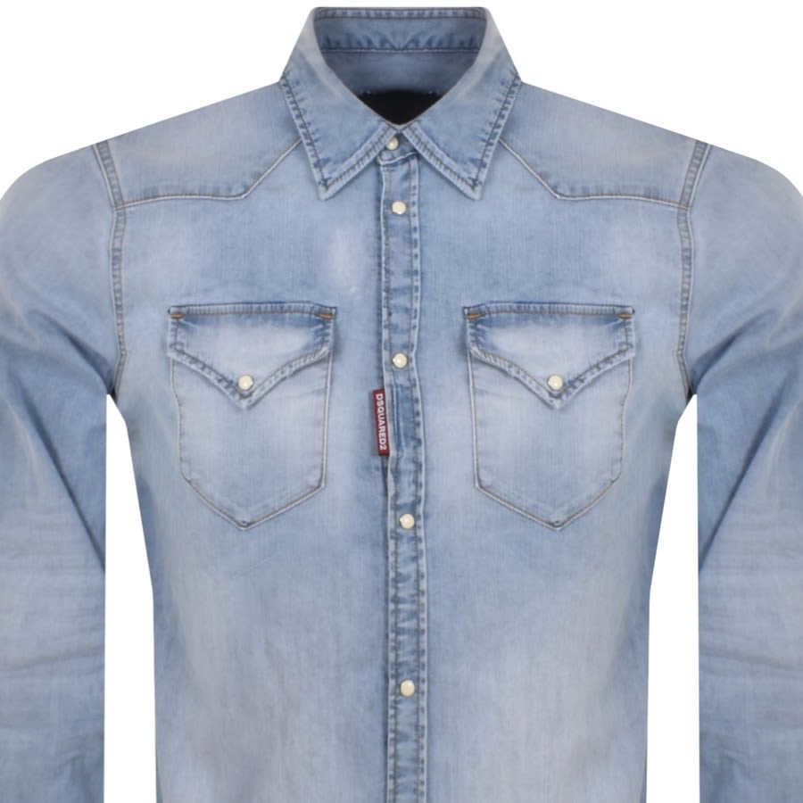 Image number 2 for DSQUARED2 Drop Shoulder Denim Shirt Blue