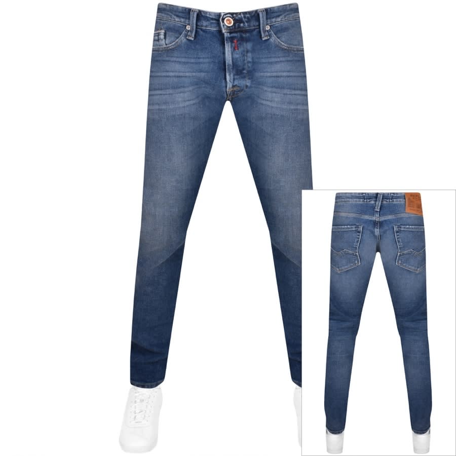 Image number 1 for Replay Waitom Regular Mid Wash Jeans Blue