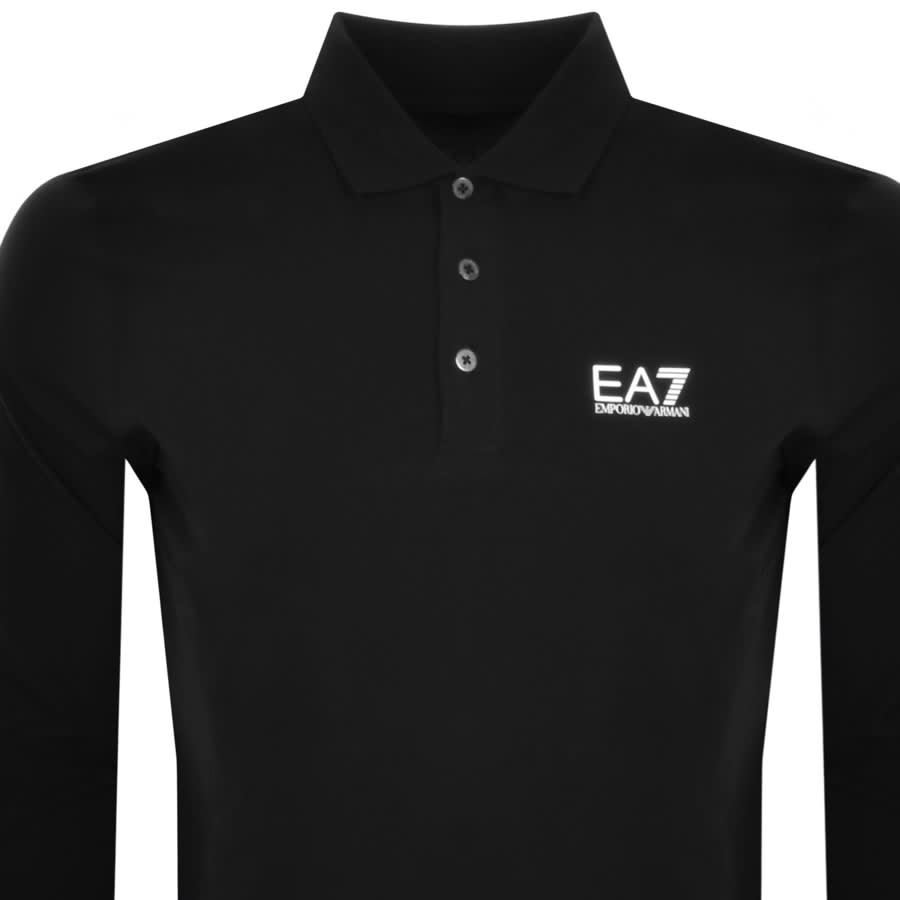 Image number 2 for EA7 Emporio Armani Long Sleeved Polo T Shirt Black