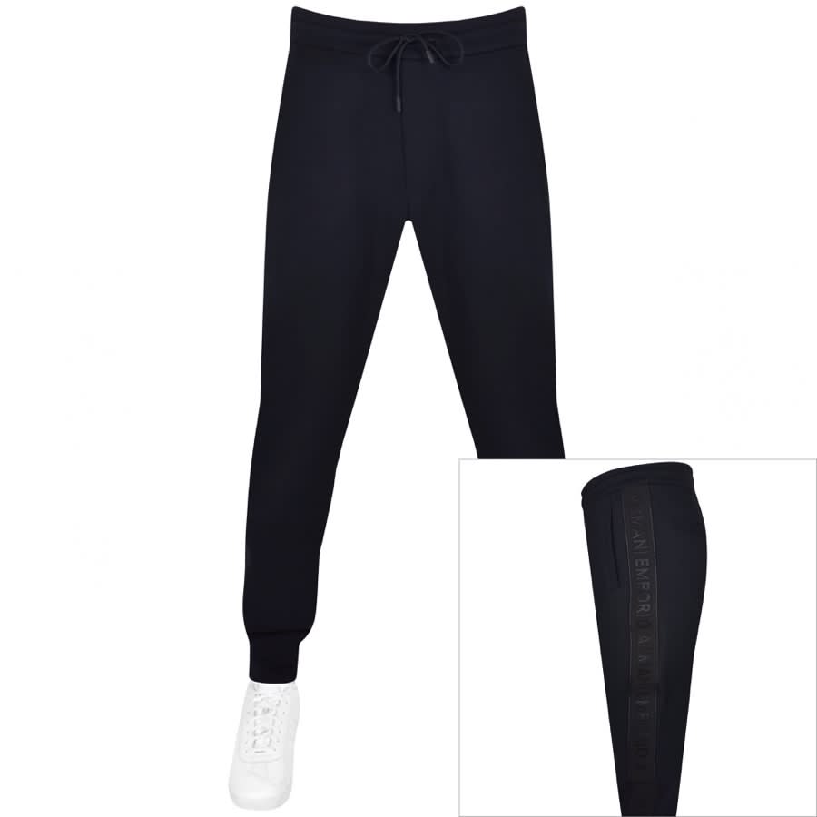 Image number 1 for Emporio Armani Tape Jogging Bottoms Navy