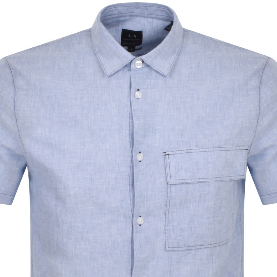 Image number 2 for Armani Exchange Short Sleeve Shirt Blue
