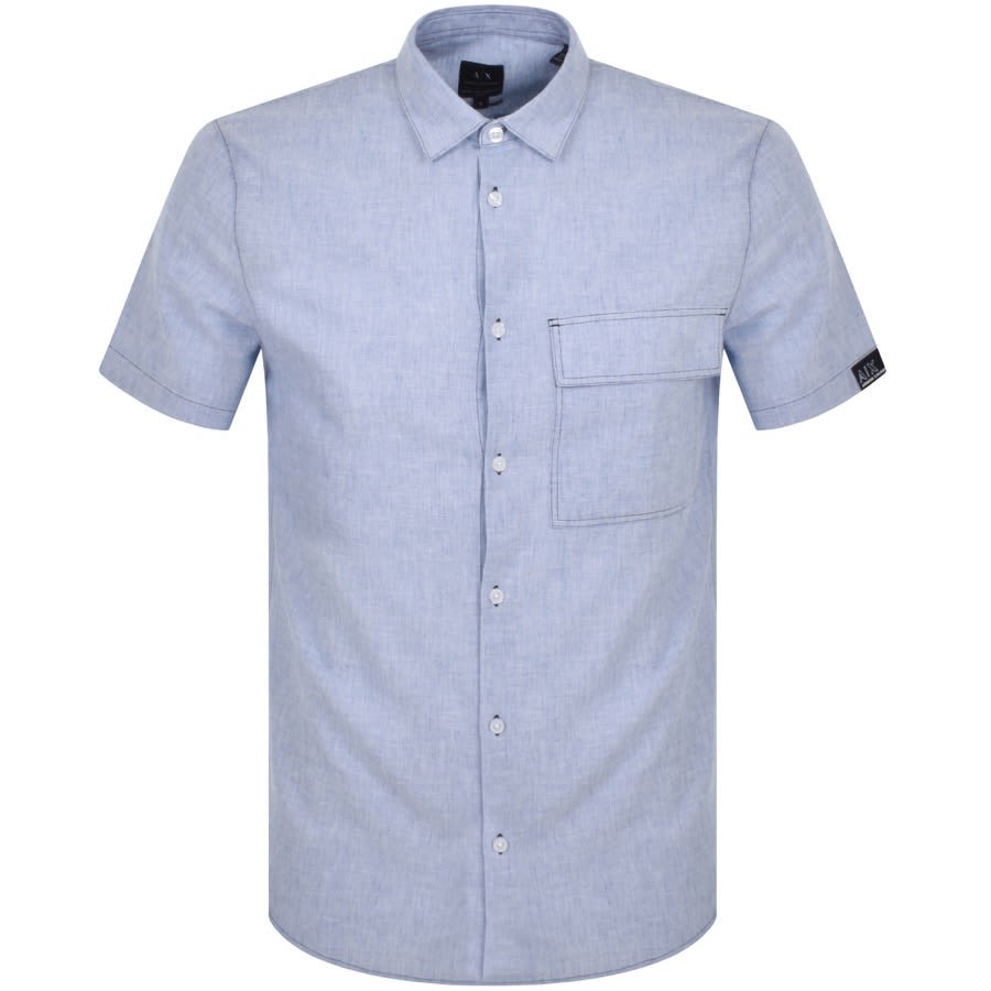 Image number 1 for Armani Exchange Short Sleeve Shirt Blue