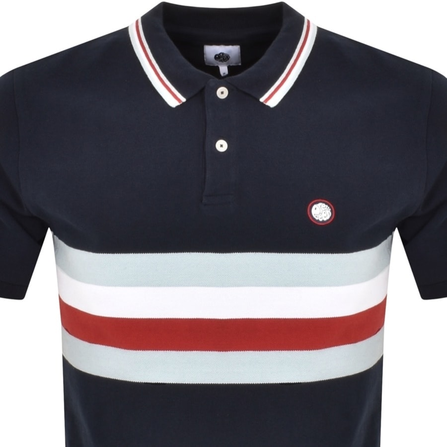 Image number 2 for Pretty Green Tilby Stripe Polo T Shirt Navy