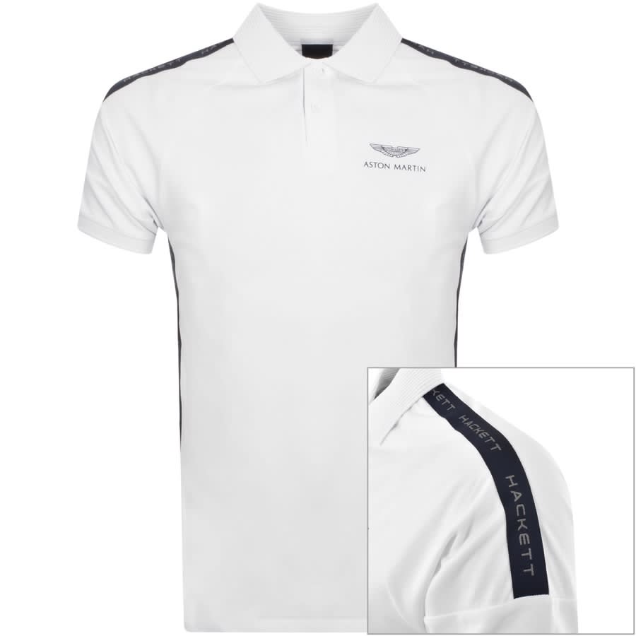 Image number 1 for Hackett Mesh Tape Polo T Shirt White