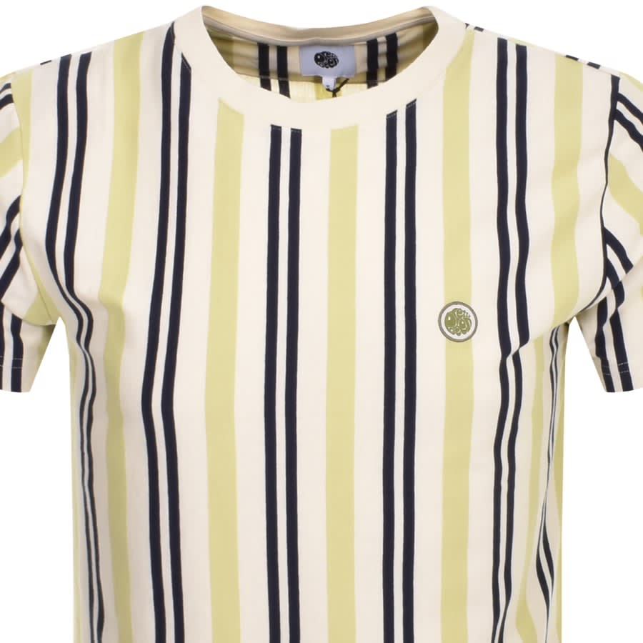 Image number 2 for Pretty Green Capella Stripe T Shirt Beige