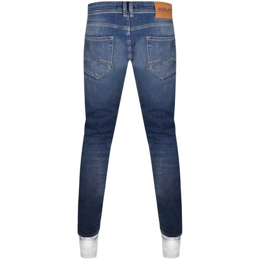 Image number 2 for Replay Comfort Fit Rocco Jeans Mid Wash Blue