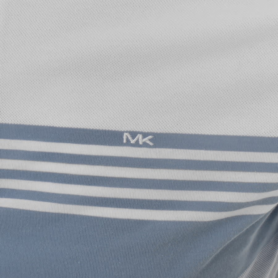 Image number 3 for Michael Kors Stripe Half Zip Polo T Shirt Blue