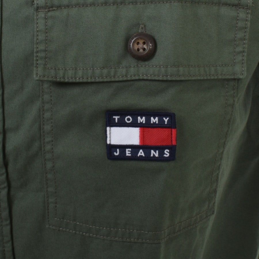 Image number 3 for Tommy Jeans Short Sleeve Solid Overshirt Green