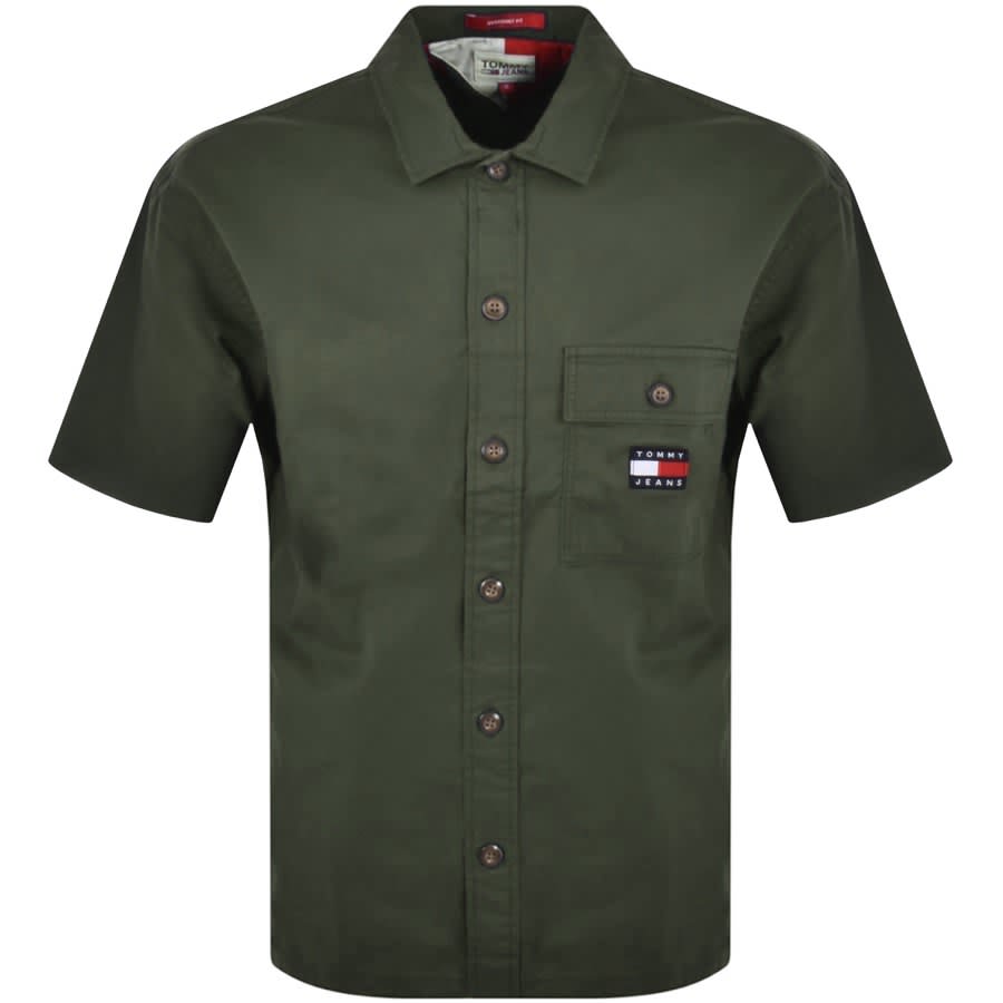 Image number 1 for Tommy Jeans Short Sleeve Solid Overshirt Green
