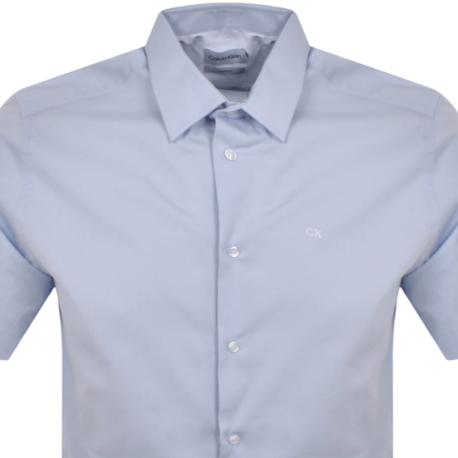 Image number 2 for Calvin Klein Short Sleeve Poplin Shirt Blue