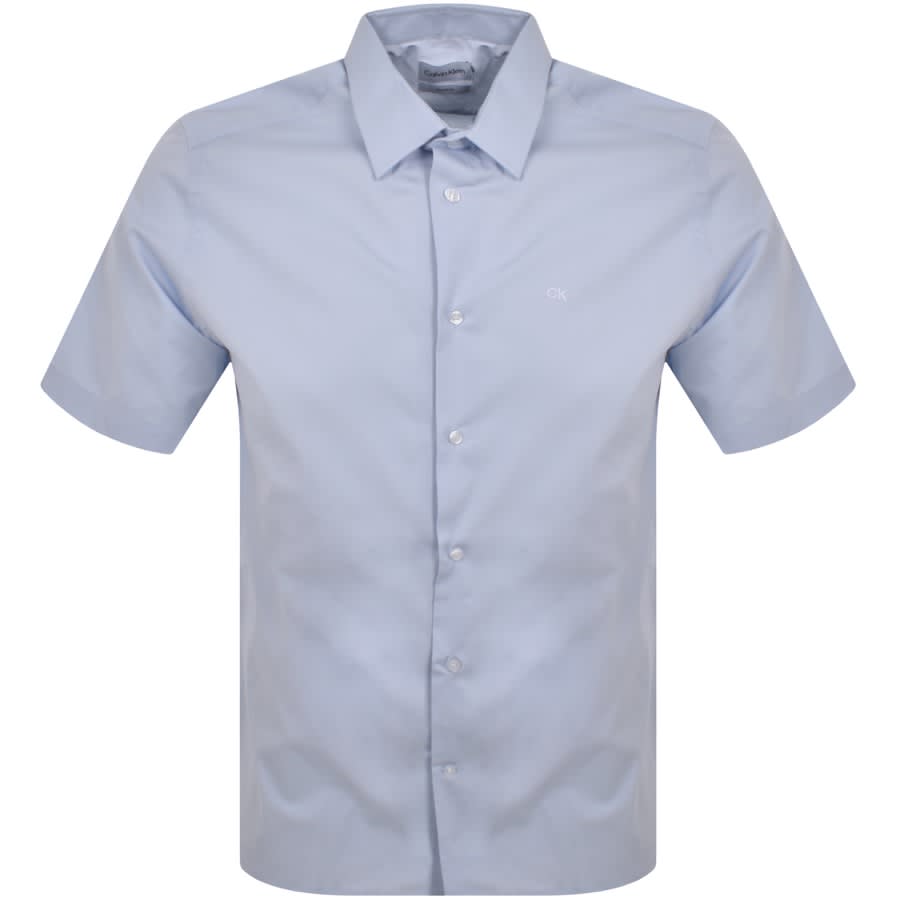 Image number 1 for Calvin Klein Short Sleeve Poplin Shirt Blue