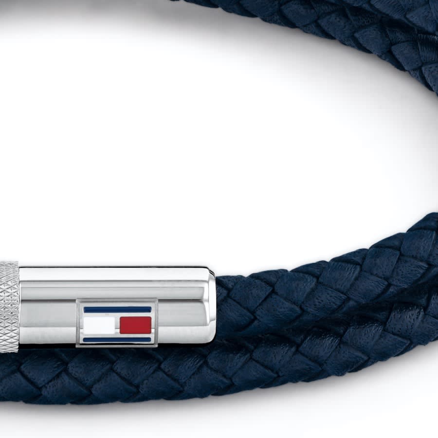Image number 3 for Tommy Hilfiger Leather Double Wrap Bracelet Navy