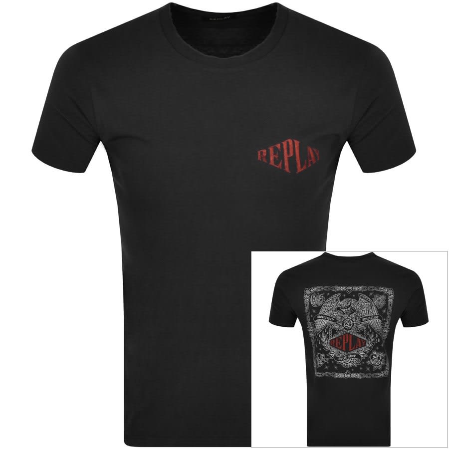 Image number 1 for Replay Motorcycle T Shirt Black