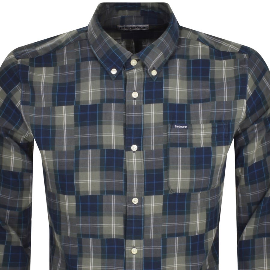 Image number 2 for Barbour Patch Check Long Sleeve Shirt Blue