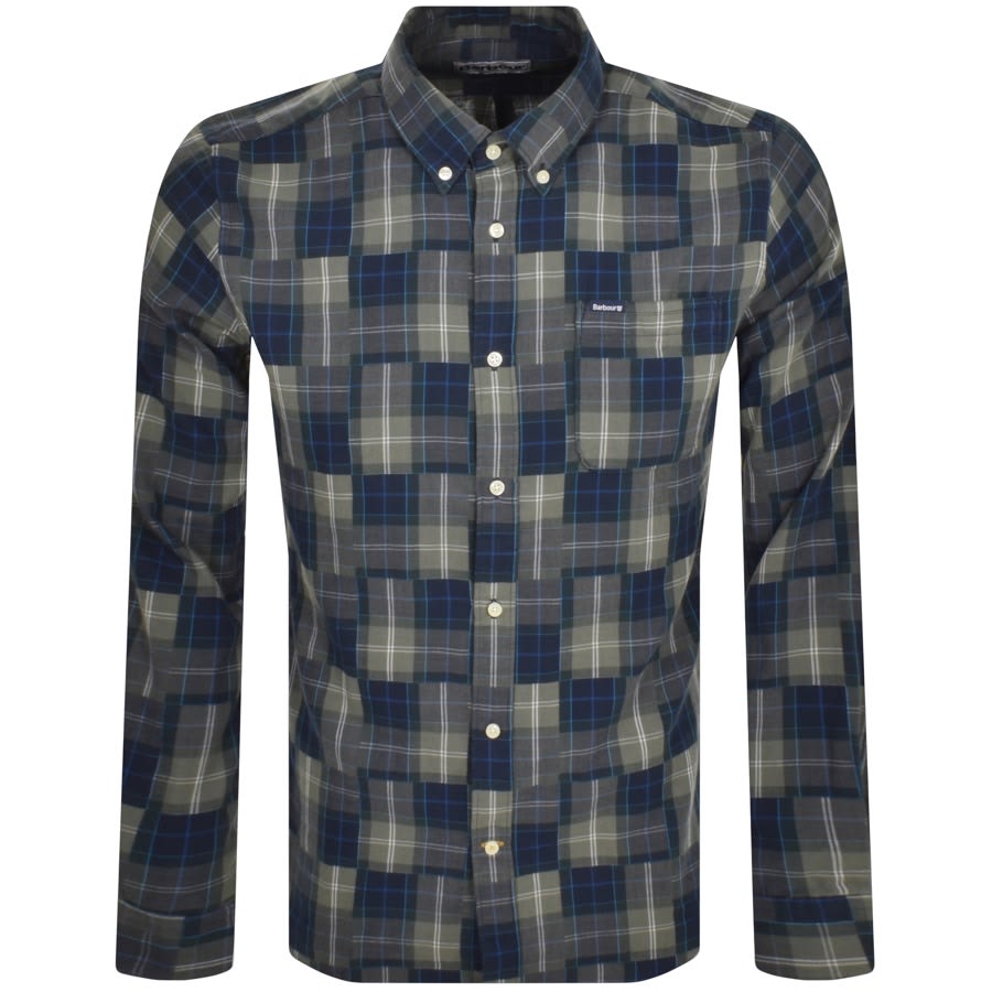 Image number 1 for Barbour Patch Check Long Sleeve Shirt Blue