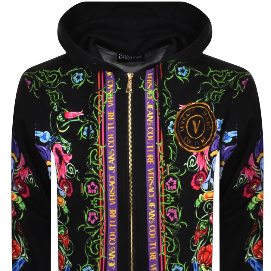 Image number 2 for Versace Jeans Couture Full Zip Logo Hoodie Black