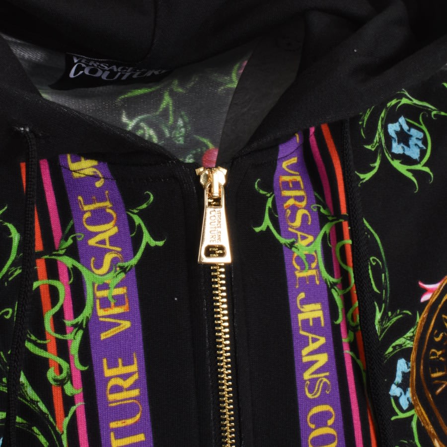 Image number 3 for Versace Jeans Couture Full Zip Logo Hoodie Black