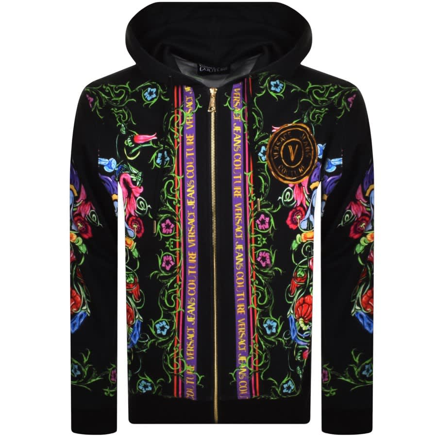 Image number 1 for Versace Jeans Couture Full Zip Logo Hoodie Black