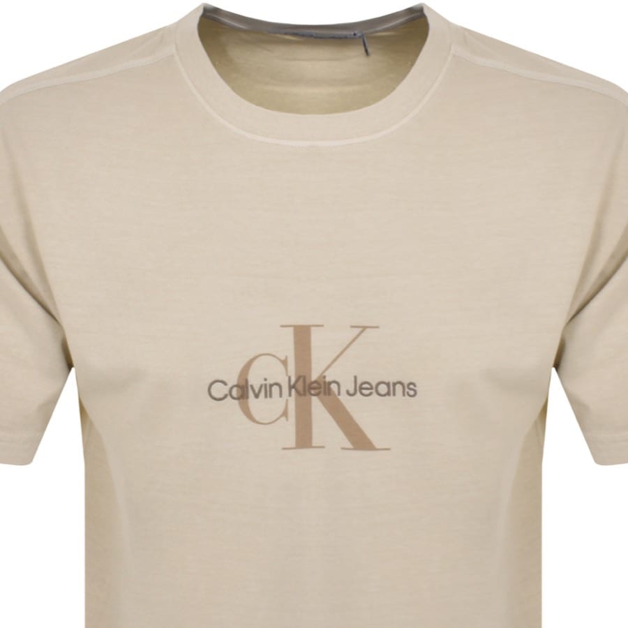Image number 2 for Calvin Klein Jeans Monologo T Shirt Beige