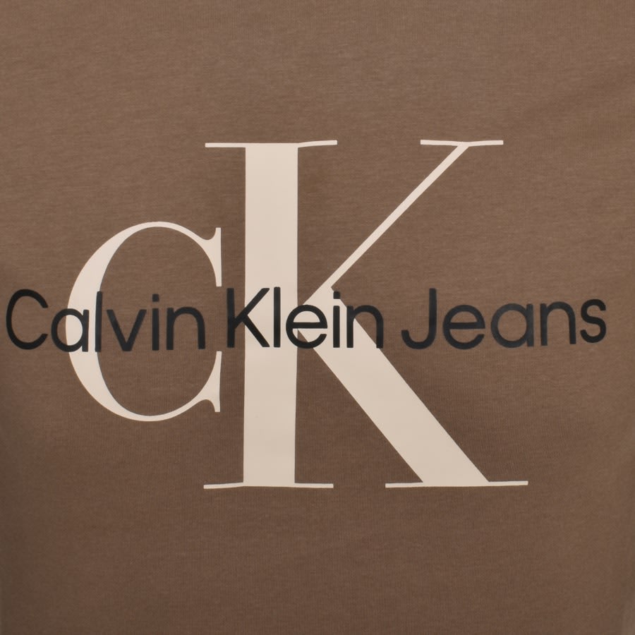 Image number 3 for Calvin Klein Jeans Monogram Logo T Shirt Brown
