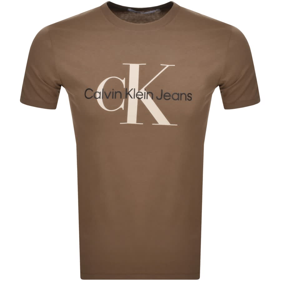Image number 1 for Calvin Klein Jeans Monogram Logo T Shirt Brown