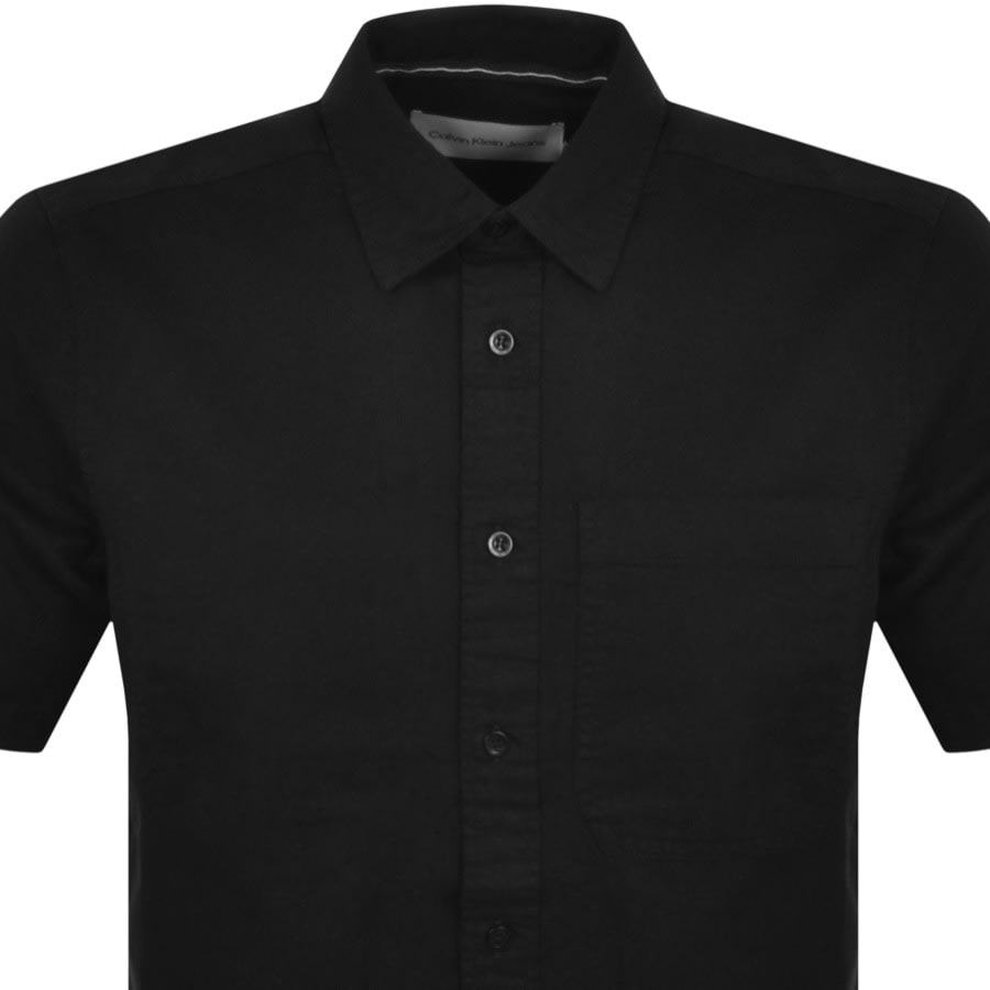 Image number 2 for Calvin Klein Jeans Linen Short Sleeve Shirt Black