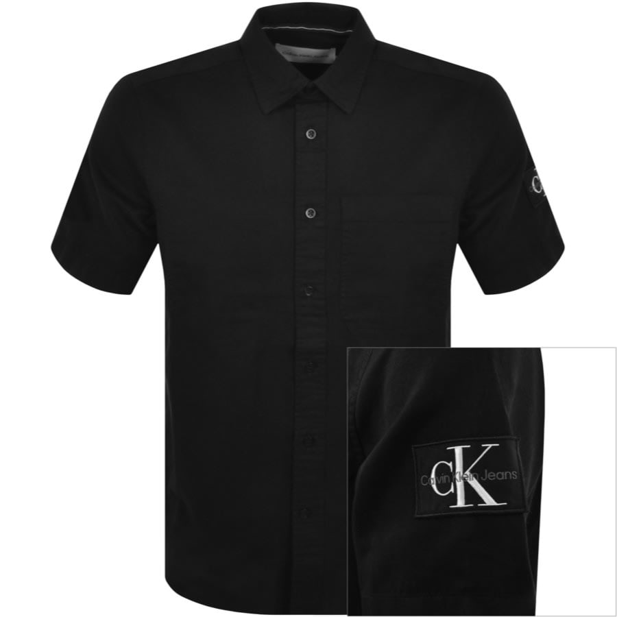 Image number 1 for Calvin Klein Jeans Linen Short Sleeve Shirt Black