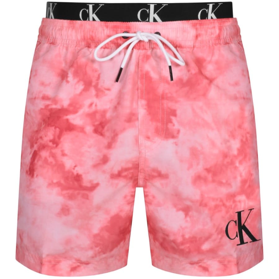 Image number 1 for Calvin Klein Tie Dye Swim Shorts Pink