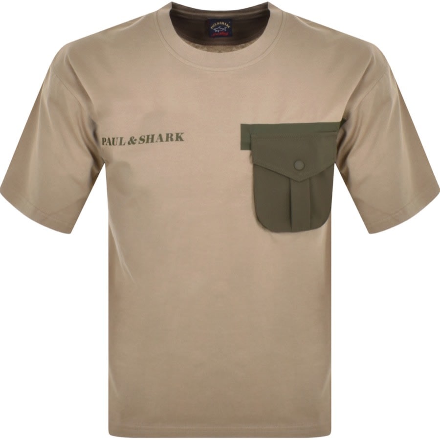 Image number 1 for Paul And Shark Chest Pocket T Shirt Khaki