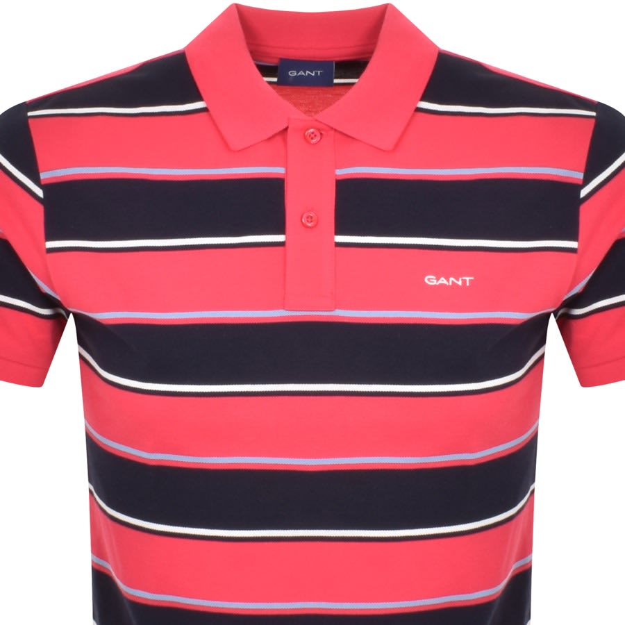 Image number 2 for Gant Multi Stripe Short Sleeve Polo T Shirt Pink