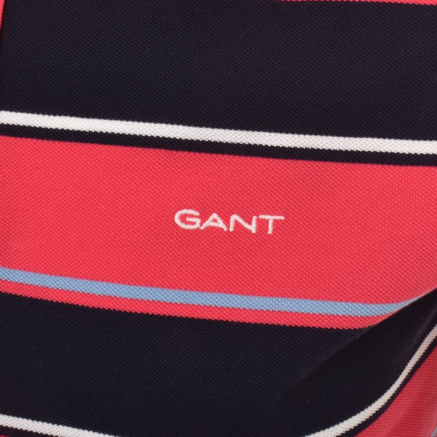 Image number 3 for Gant Multi Stripe Short Sleeve Polo T Shirt Pink