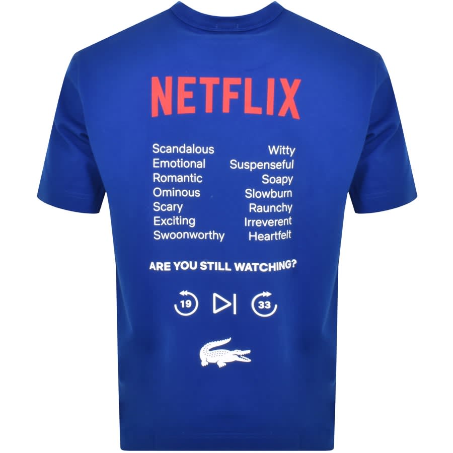 Image number 3 for Lacoste X Netflix Crew Neck Logo T Shirt Blue