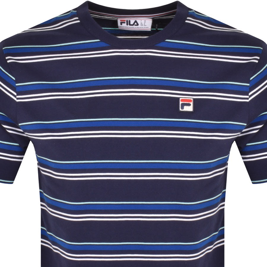 Image number 2 for Fila Vintage Yarn Dye Stripe T Shirt Navy