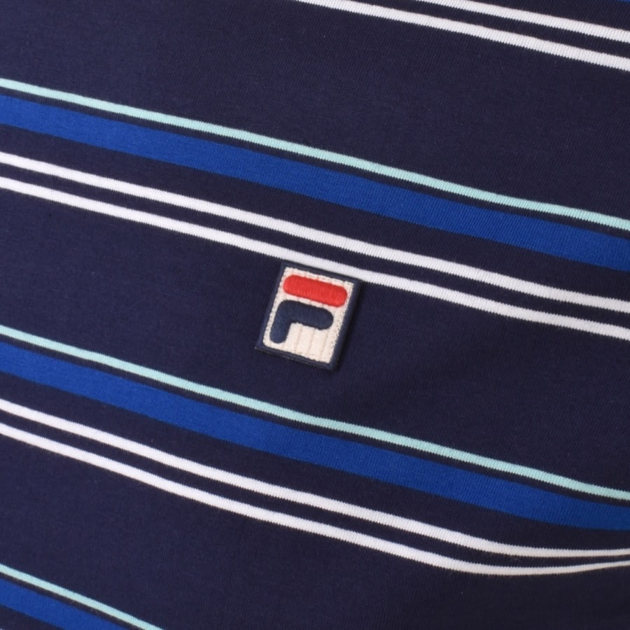 Image number 3 for Fila Vintage Yarn Dye Stripe T Shirt Navy