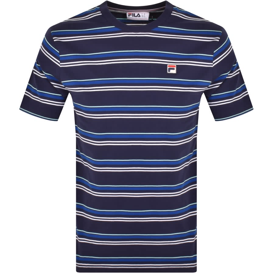 Image number 1 for Fila Vintage Yarn Dye Stripe T Shirt Navy